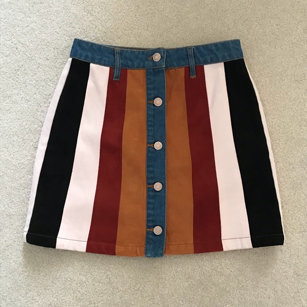 Suede and Denim Skirt